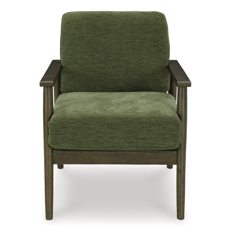 Upholstered Armchair, Green Fabric