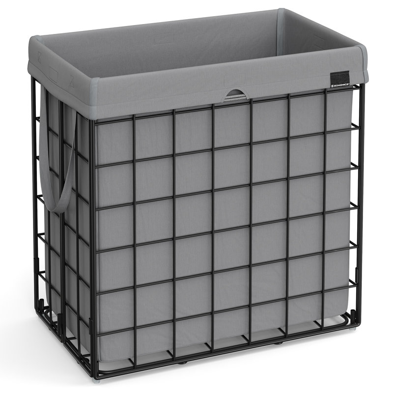 Laundry Hamper with Handles, Black/Grey, 58" H x 58" W x 33" D