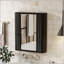 Armoire de salle de bain murale avec miroir, porte en miroir avec cadre en métal, 2 tablettes pour le rangement, style maison de campagne moderne, rangement pour toilette ou coiffeuse