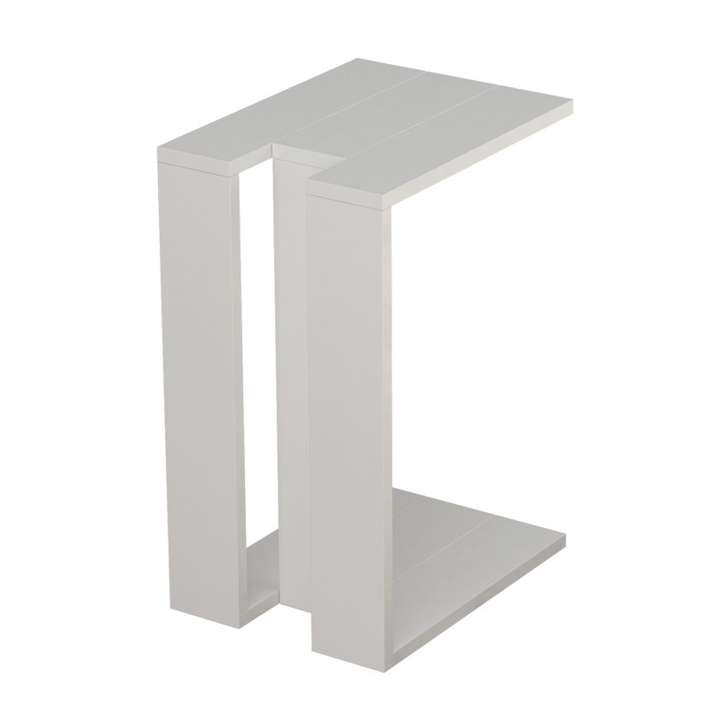 Madelyn Modern Compact C Shape Side Table, White