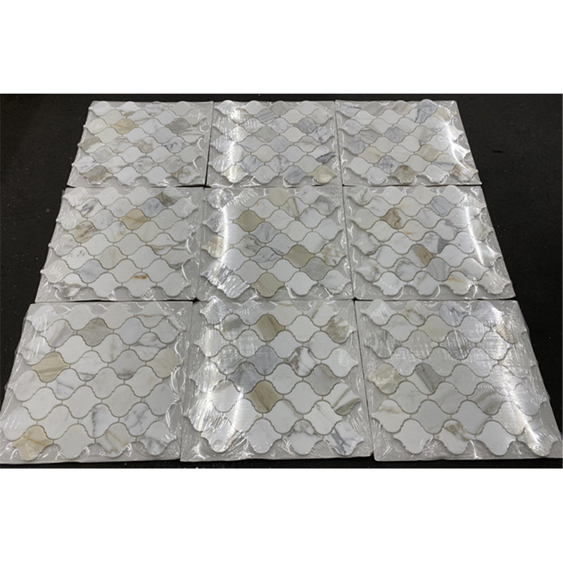 Calacatta 12" x 12" Marble Mosaic Tile, White/Gray