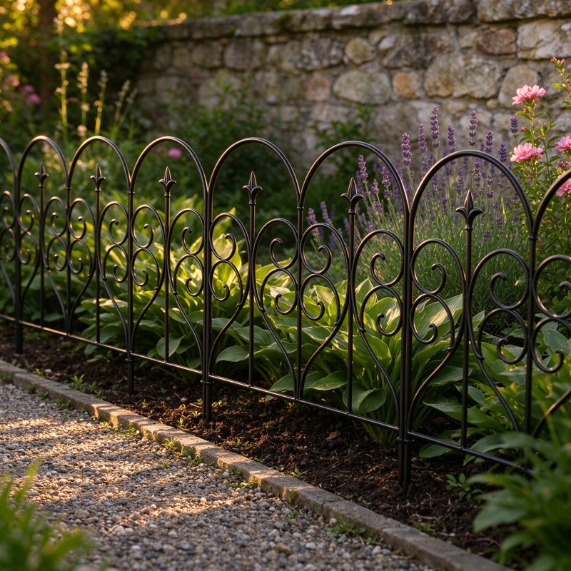 Animal Barrier Fence 10ft L x 24in W x 32in H Black Metal No-Dig Stake-In Garden Border for Dogs 5(-Pack)