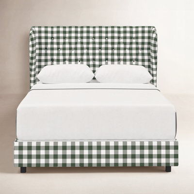 Tomey Cotton Upholstered Wingback Bed