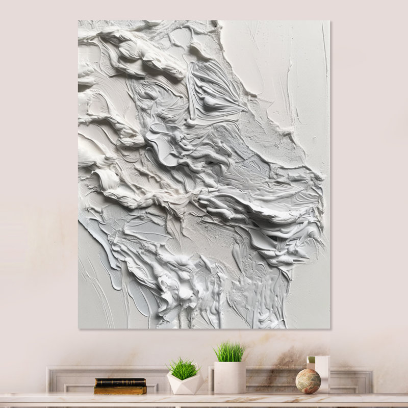 Impression murale en cascade d'eau peinture blanche, H 20 po x l 12 po x P 1 po
