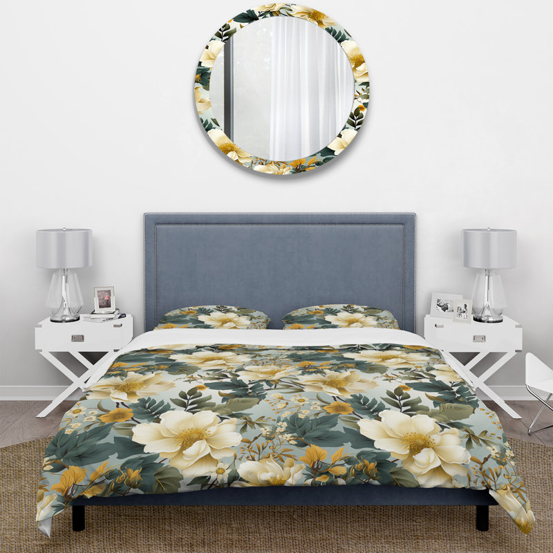 Literie à motif de pivoines Botanical Bliss Boho, Housse de couette pour très grand lit et 2 très