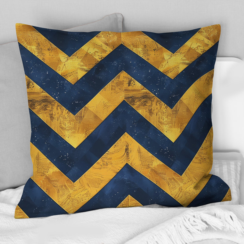 Coussin décoratif bleu Mid-Century Glamour Chevron X, H 18 po x l 18 po