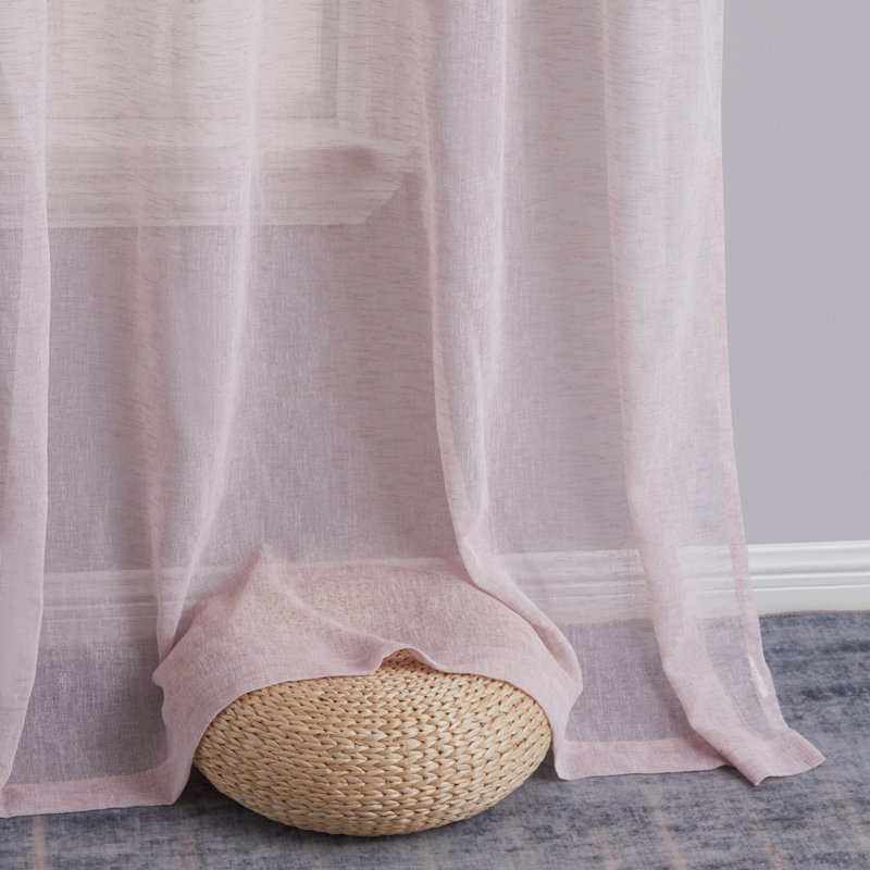 Hailey Faux Linen Sheer Curtain Panels, 54" W x 84" L, Blush Pink