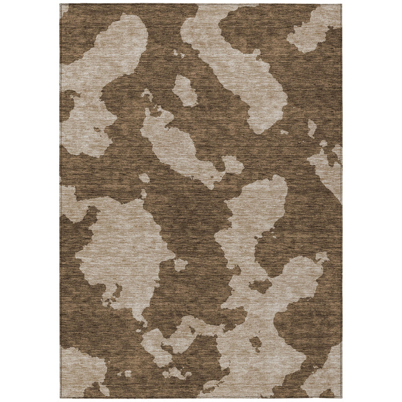 Tapis d'extérieur lavable abstrait brun et beige 3 pi x 5 pi
