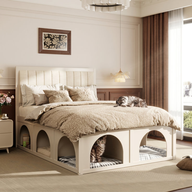 Structure de lit robuste Endicott, Beige, Queen