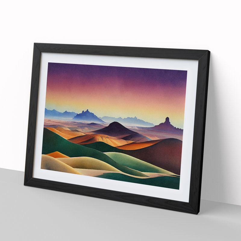 XH1022-6144X Modern Mountain Landscape Vol.2 - Single Picture Frame Print, Black, 46cm H x 64cm W x 2cm D