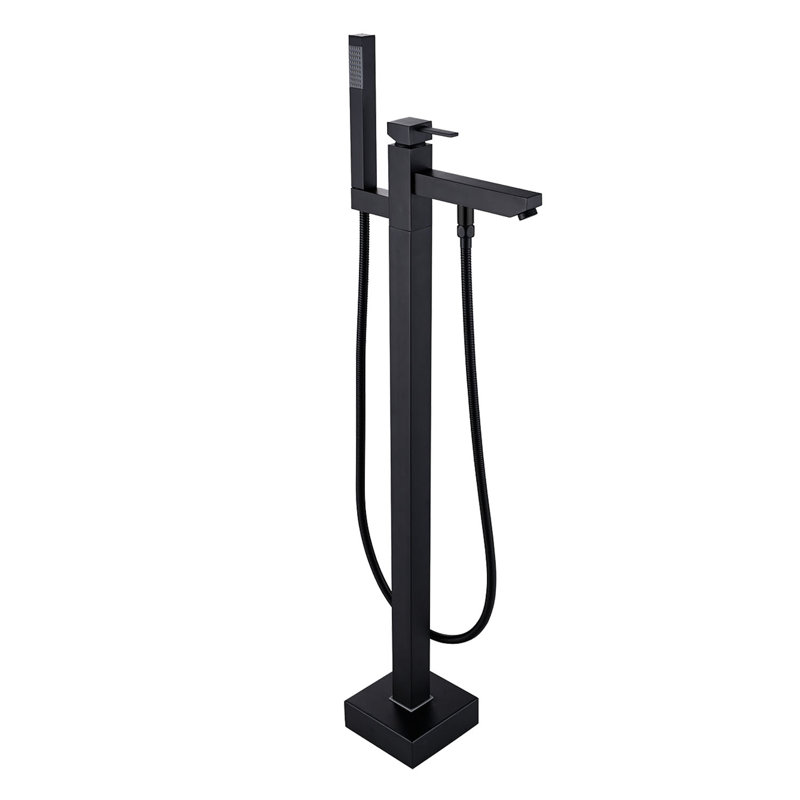 Bec de baignoire au sol avec douchette, Noir mat