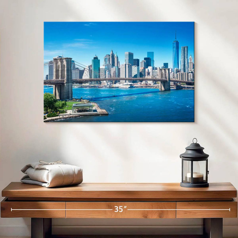 Lilie Blue Sky Manhattan Bridge, H 16 po x l 24 po