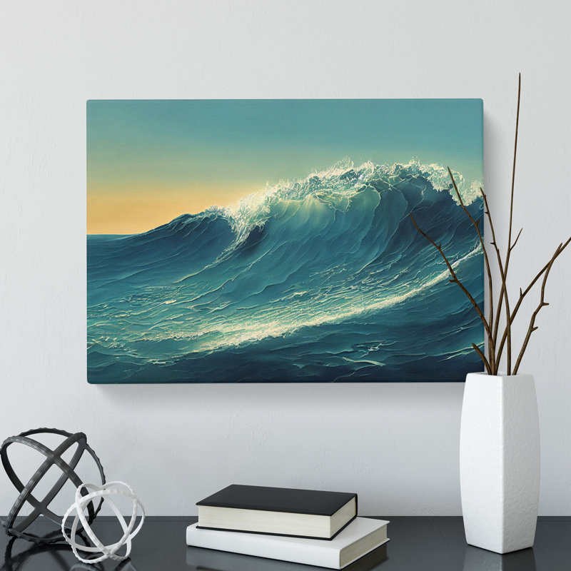 Ocean Wave Sunrise Vol.3 - Wrapped Canvas, 35cm H x 50cm W x 3cm D