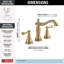 Robinet de salle de bain Cassidy en or brossé à 3 trous, robinet de lavabo à 2 poignées à 2 poignées pour meuble-lavabo, ensemble de drain en métal à poussoir, bronze champagne-9741385