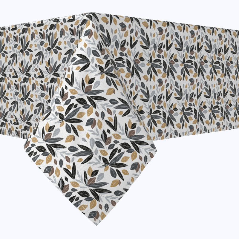 Rectangular Tablecloth, 100% Cotton, Natural Leaves And Branches, 84" x 52"