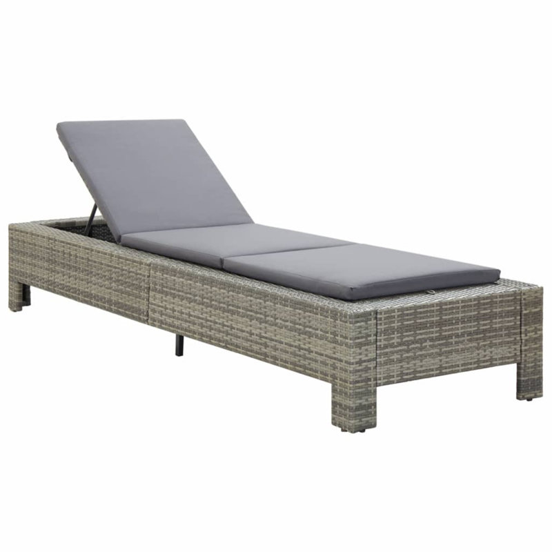 Chaise longue simple inclinable avec coussins 88 po Averelle, Gris, Gris