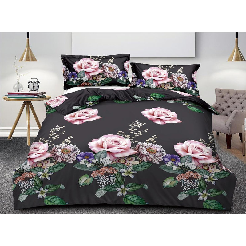 Chon Polyester Floral Duvet Cover Set with Pillowcases, Single - 1 Standard Pillowcase