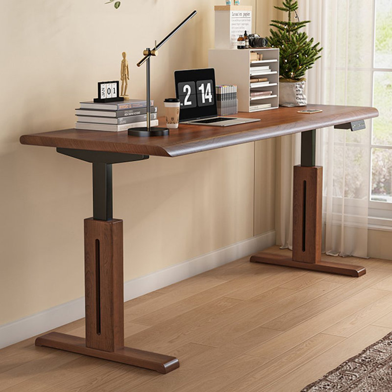 Bureau debout rectangulaire en bois massif noyer, 49.21"H*59.06"W*29.53"D