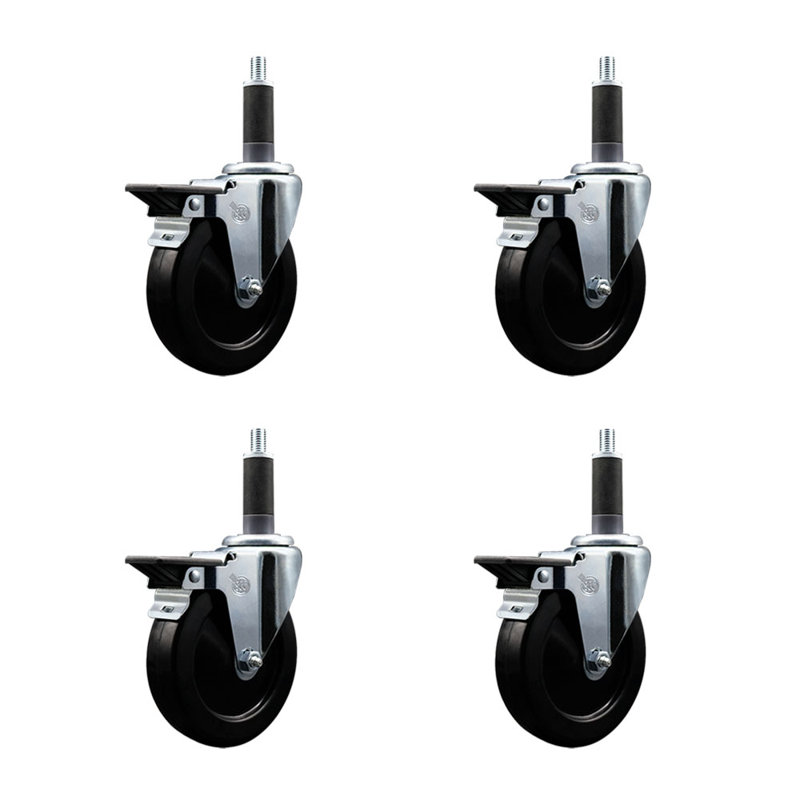 Ensemble de roulettes extensibles en caoutchouc souple 1 po avec frein SCC