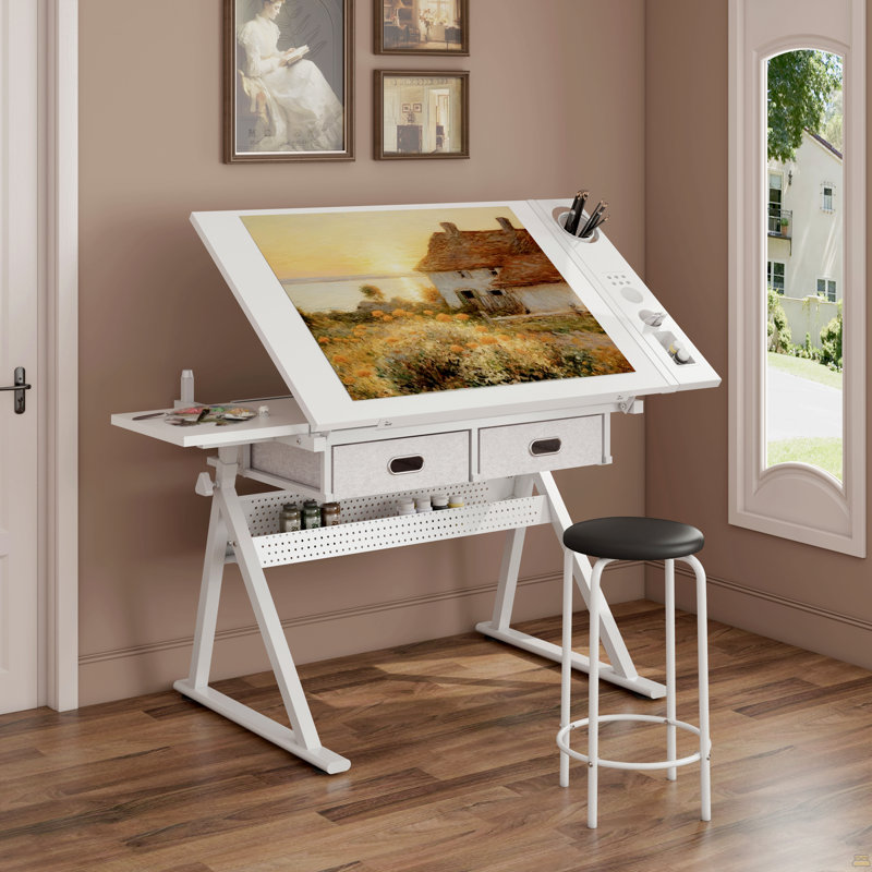 Metal Base Standing Desk, Blanc