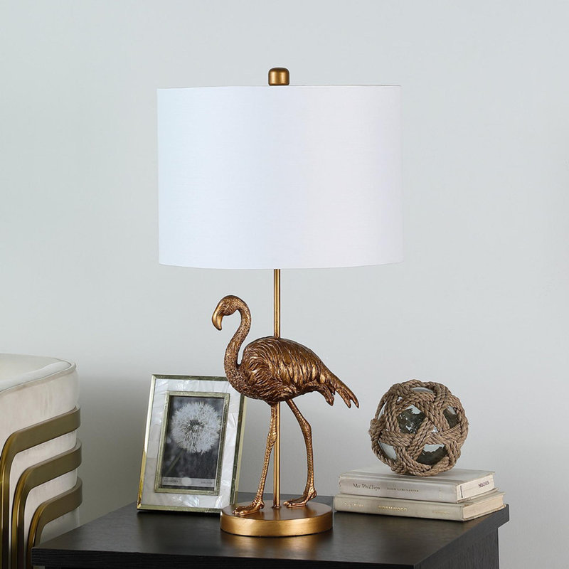 Lampe de table 26 po en résine flamant doré mat