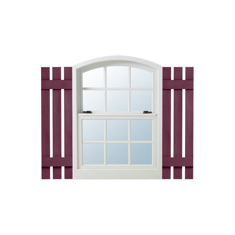 Bordeaux 35" H Burgundy Vinyl Board and Batten Shutters