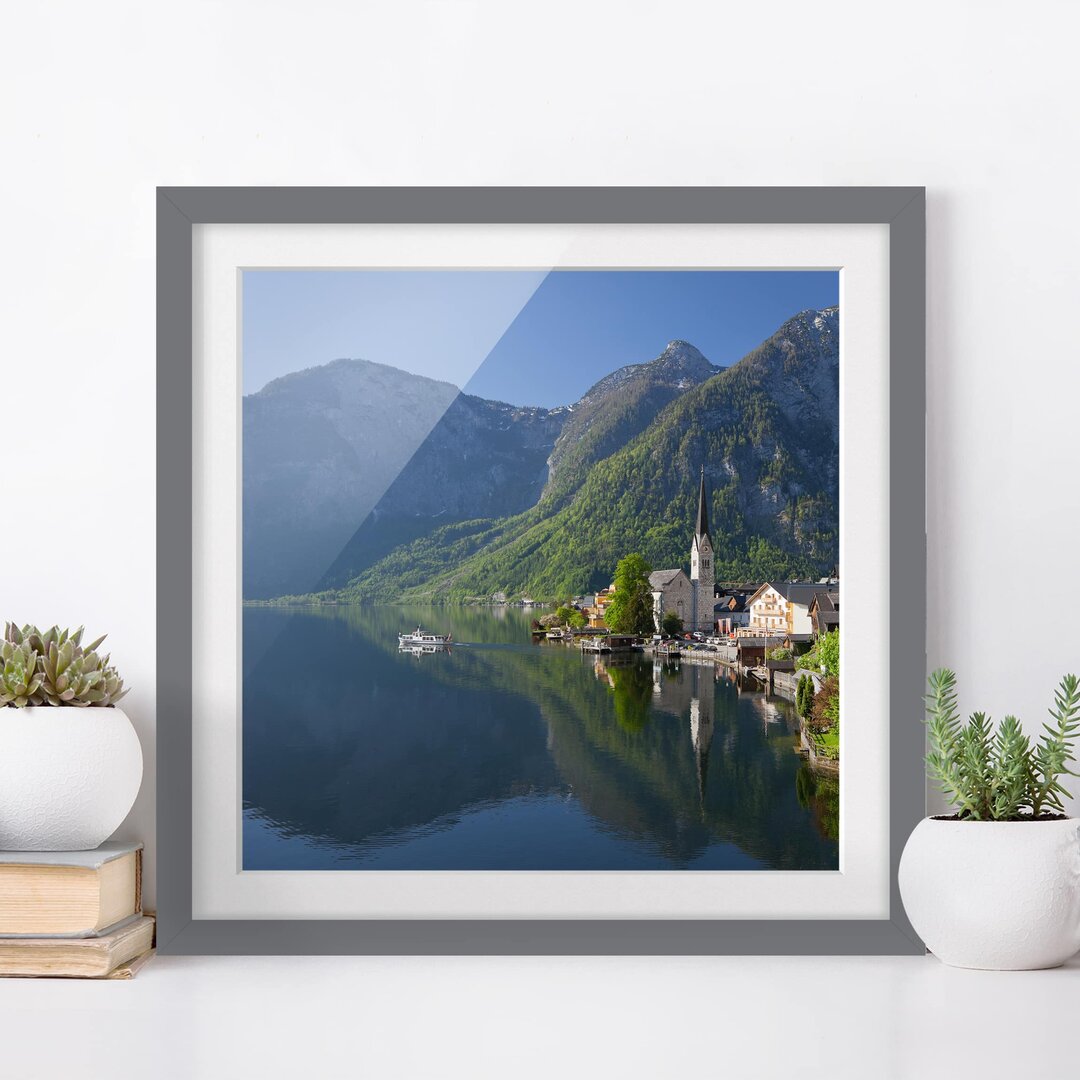 Gerahmtes Poster Mountain View Over Lake Hallstatt