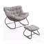 Fauteuil à bascule gris clair avec repose-pieds, fauteuil en osier résistant aux intempéries et coussins