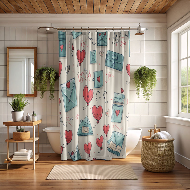 Heart Note - Rideau de douche haut de gamme 184, H 74 po x l 71 po