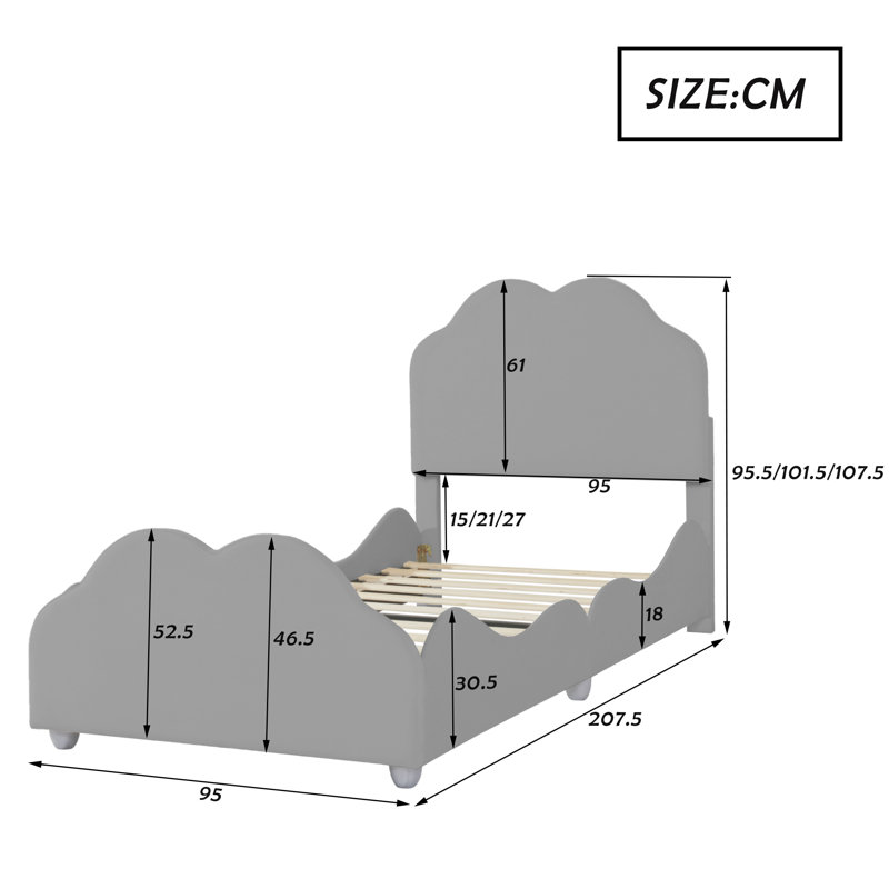 Glenarm Upholstered Bed, Grey