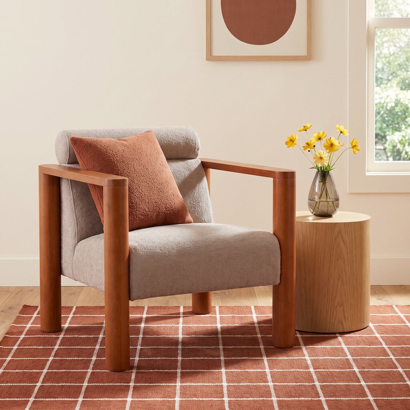 Oak Boucle Armchair
