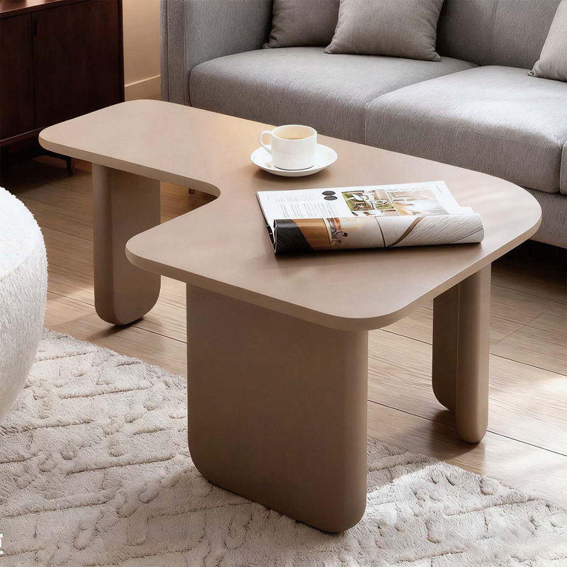 L-Shape Modern Coffee Table, Khaki