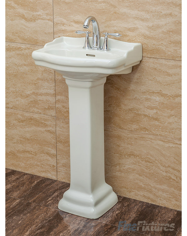 Roosevelt 27.5" Tall Vitreous China Oval Pedestal Bathroom Sink with Overflow