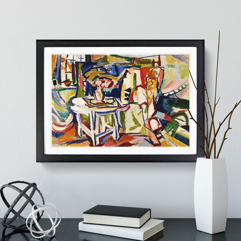 Flowers on a Table Vol.2 by Henry Lyman Sayen - Picture Frame Painting, 36cm H x 48cm W x 2cm D, Black Framed
