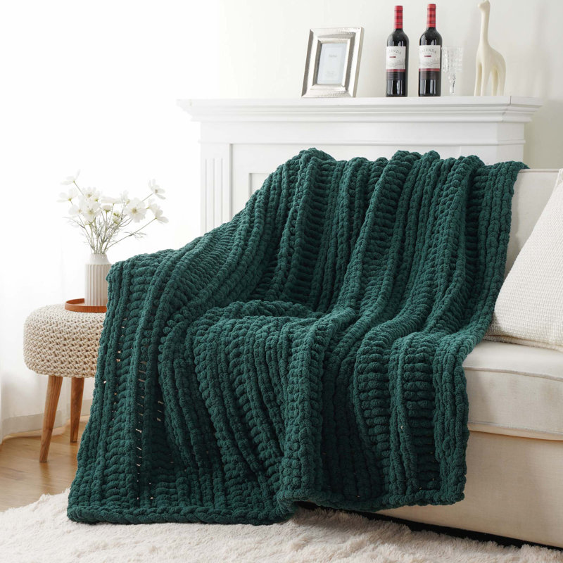 Large jeté en corde de 50 po x 60 po, Vert Noël