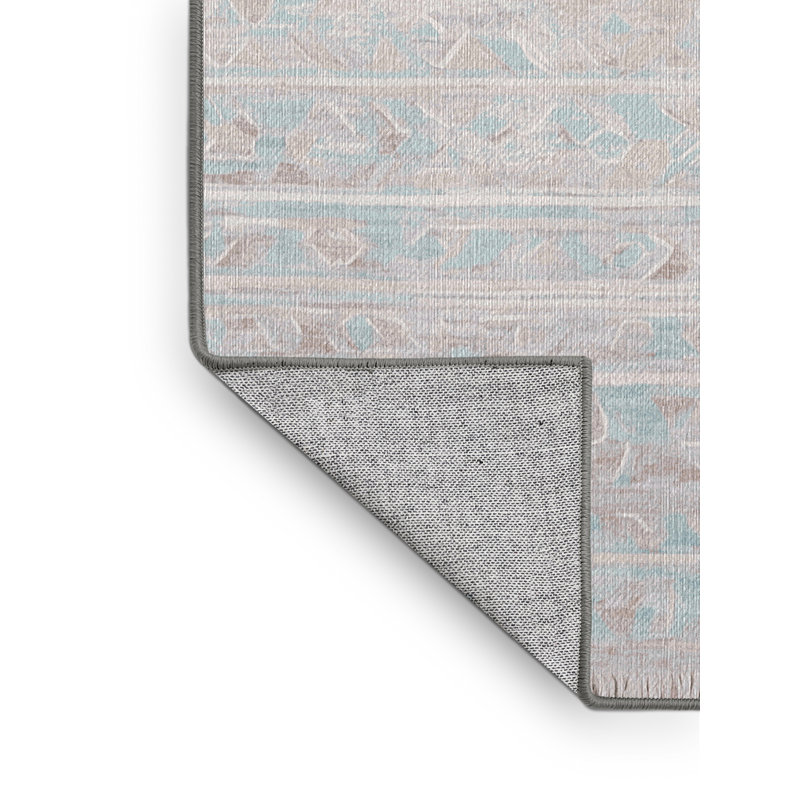 Machine Washable Gray Area Rug, Rectangle 3' x 5'