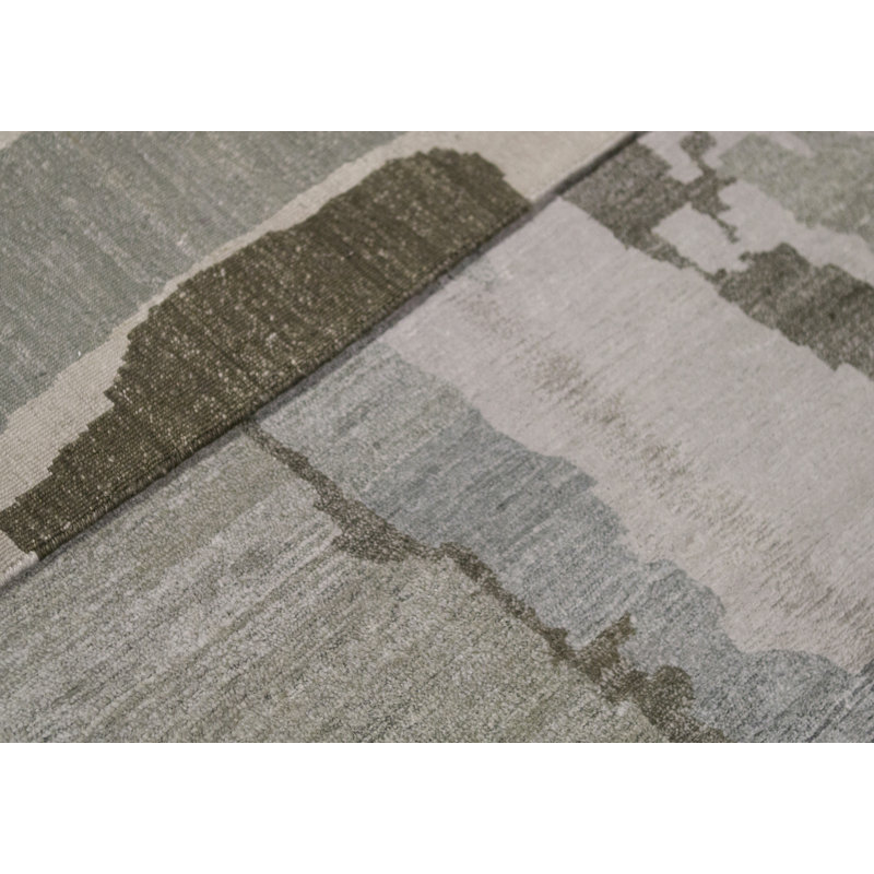 Cotton Abstract Area Rug in Gray