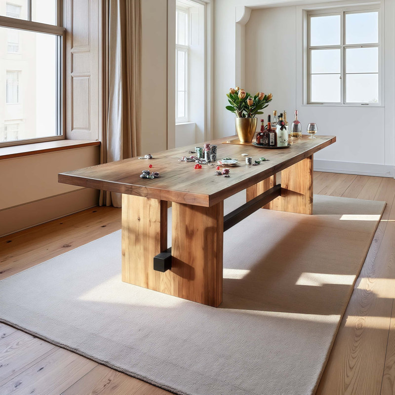 Rectangular Brown Solid Wood Dining Table, 29.5”H x 78.7”L x 31.5”W
