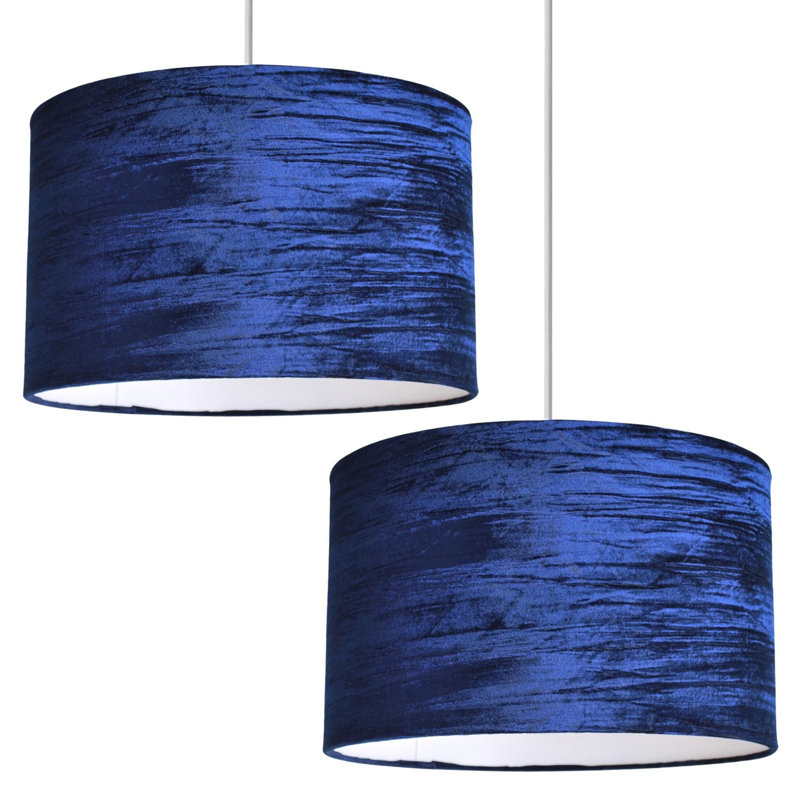 20cm H Fabric Drum Pendant Shade, Navy
