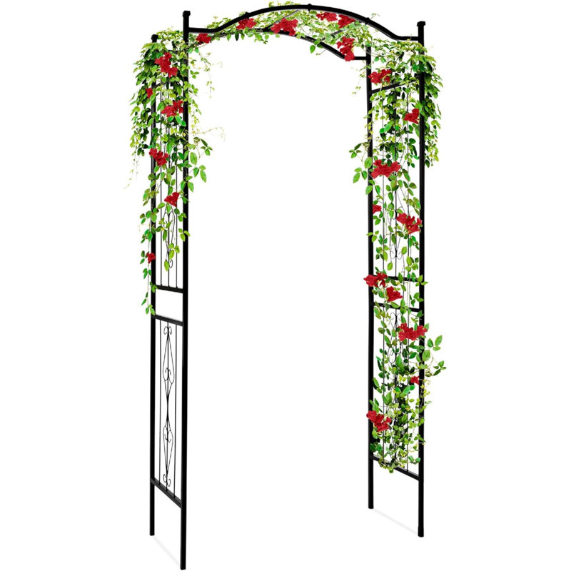 Black Metal Garden Arch Arbor Trellis for Climbing Plants