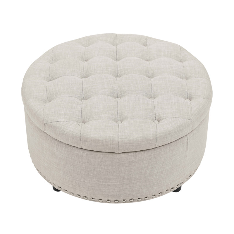 Tufted Storage Ottoman, Almond