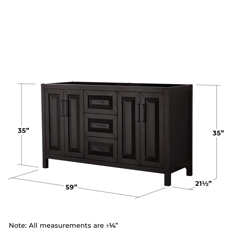 Daria 59'' W Double Bathroom Vanity Base, Dark Espresso/Matte Black