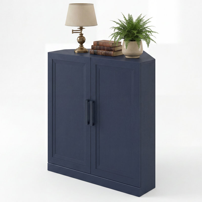 Lula Space-saving Corner Accent Cabinet With Adjustable Shelf, 36" H x 31" W x 16" D, Dark Blue