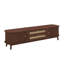 Modern Farmhouse Rattan TV Stand With Multi-Functional Storage, Boho Entertainment Centre With Solid Wood Legs