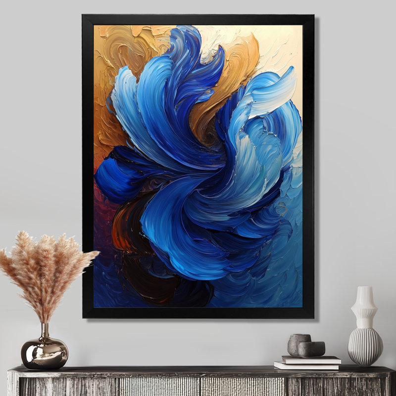 Odeen - Abstract Wall Decor, Black, 20" H x 12" W, Reproduction encadrée d'une seule photo