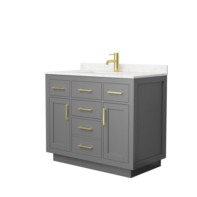 Beckett TK 42'' W Single Vanity, Carrara Cultured Marble, Dark Gray, Brushed Nickel