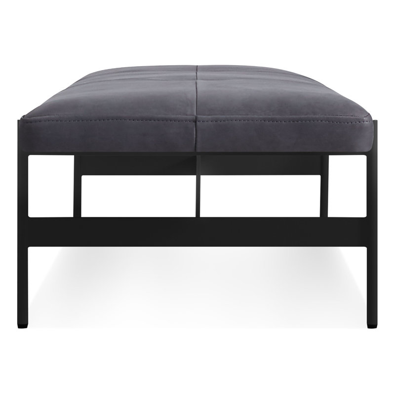 Daybench Leather Dining Bench, Ink Genuine Leather, Oblivion, 14" H x 75" W x 24" D
