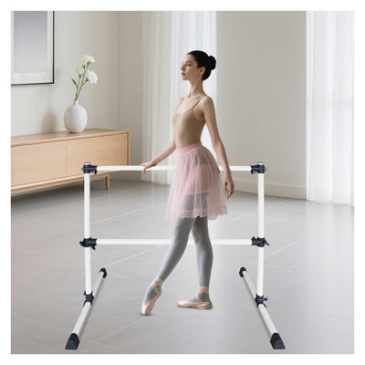 48-Inch White Adjustable Steel Ballet Barre for Home Dance Practice, 6.7 to 46 Inch Height