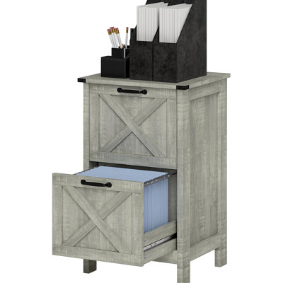 Classeur de bureau gris de conception rustique, 2 tiroirs avec barres réglables, basculement, glissement en douceur pour une organisation dans un tiroir de style, barres de format A4 / lettre, stabilité de basculement, efficacité au travail