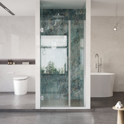 36-37 in. W x 72 in. H Hinged Frameless Shower Door with 3/8 in. SGCC Clear Tempered Glass,Chrome